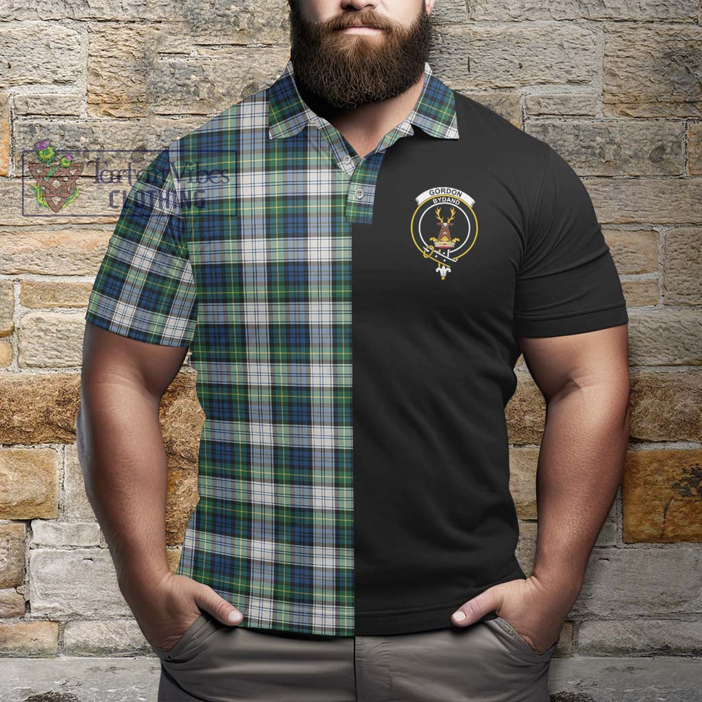 Gordon Dress Ancient Tartan Polo Shirt with Family Crest and Half Of Me Style - Tartanvibesclothing Shop