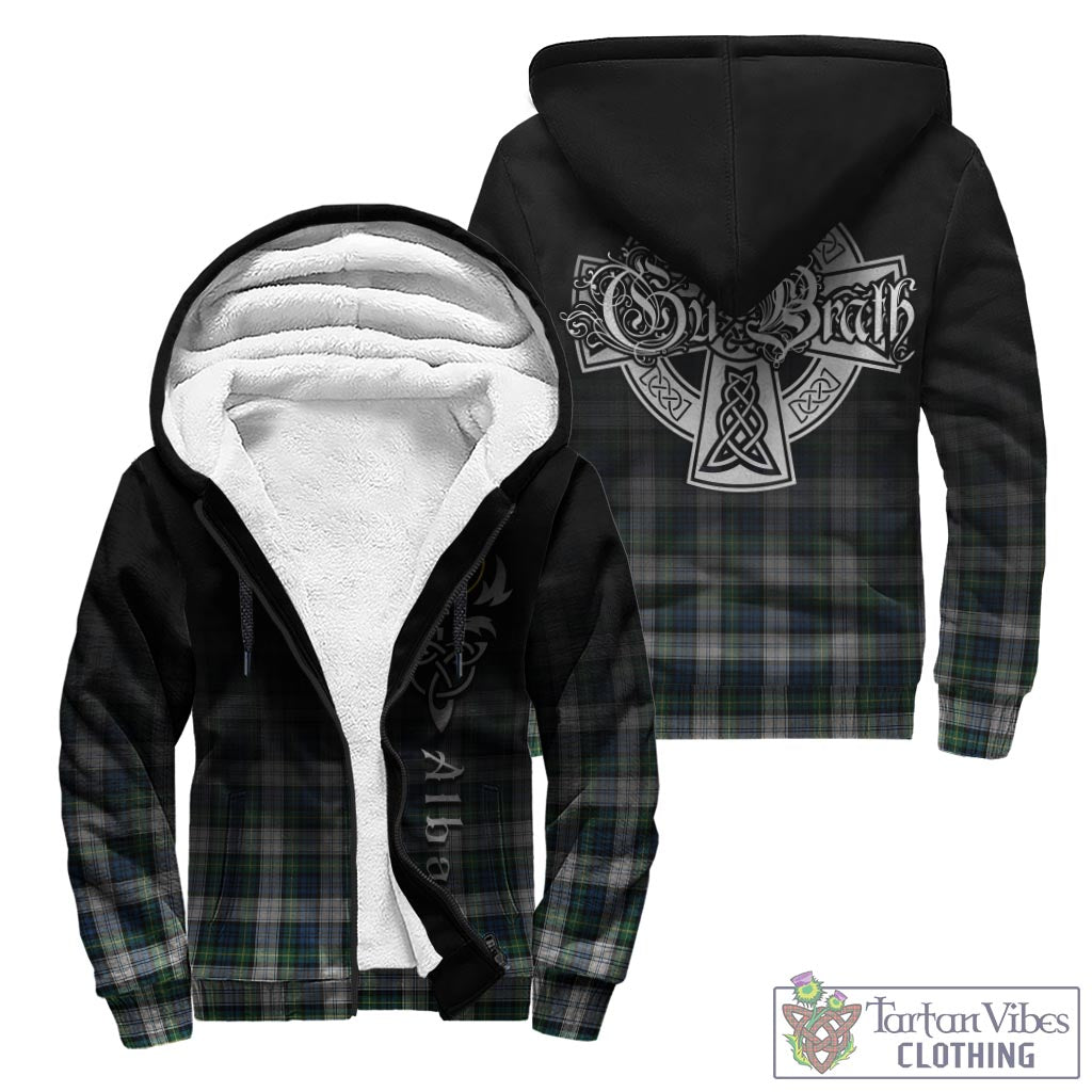 Tartan Vibes Clothing Gordon Dress Ancient Tartan Sherpa Hoodie Featuring Alba Gu Brath Family Crest Celtic Inspired