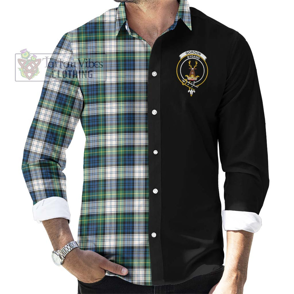 Gordon Dress Ancient Tartan Long Sleeve Button Shirt with Family Crest and Half Of Me Style - Tartanvibesclothing Shop