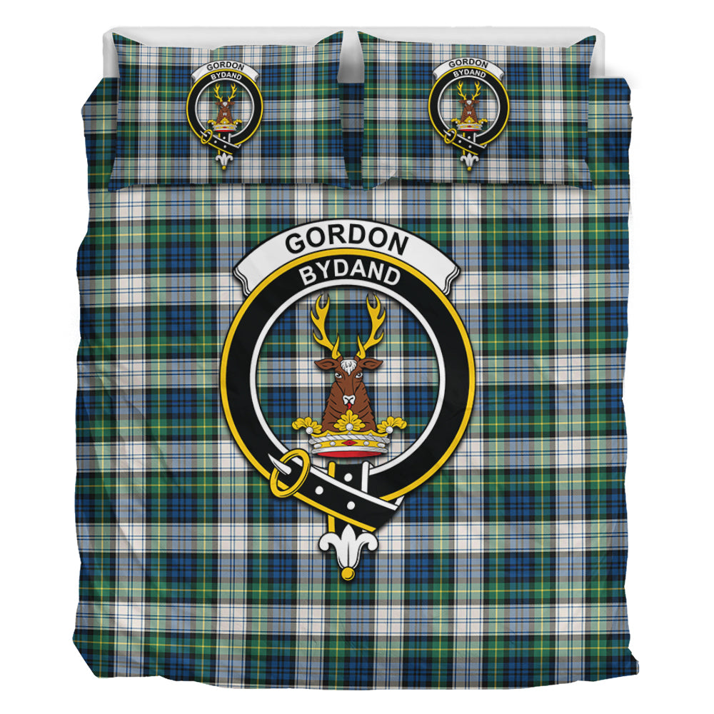 Gordon Dress Ancient Tartan Bedding Set with Family Crest - Tartan Vibes Clothing