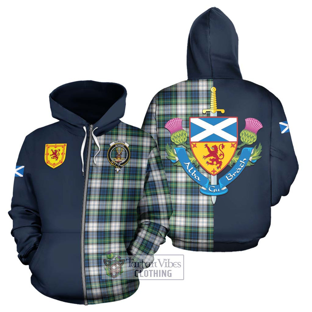 Tartan Vibes Clothing Gordon Dress Ancient Tartan Hoodie with Scottish Lion Royal Arm Half Style