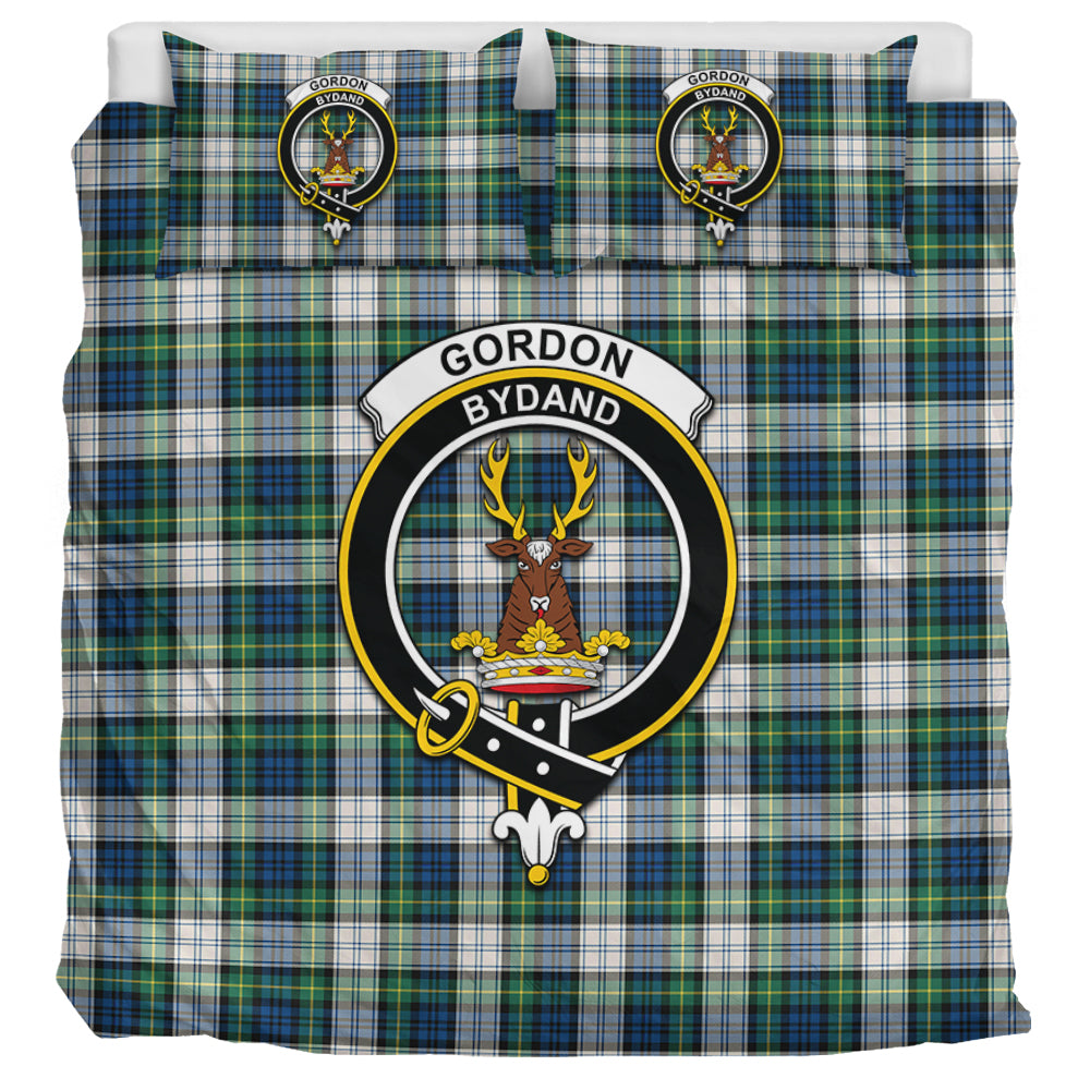 Gordon Dress Ancient Tartan Bedding Set with Family Crest UK Bedding Set UK Super King 104*94 inch - Tartan Vibes Clothing