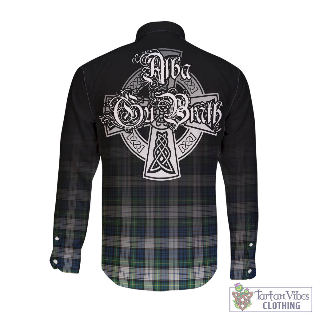 Tartan Vibes Clothing Gordon Dress Ancient Tartan Long Sleeve Button Up Featuring Alba Gu Brath Family Crest Celtic Inspired