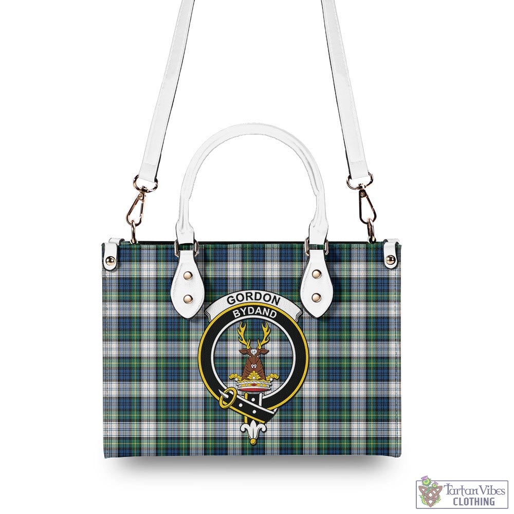 Tartan Vibes Clothing Gordon Dress Ancient Tartan Luxury Leather Handbags with Family Crest