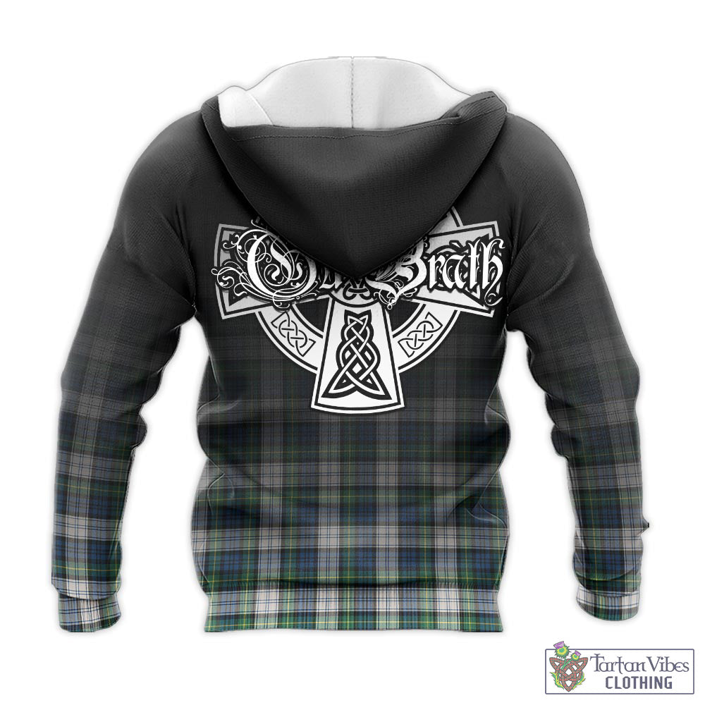 Tartan Vibes Clothing Gordon Dress Ancient Tartan Knitted Hoodie Featuring Alba Gu Brath Family Crest Celtic Inspired