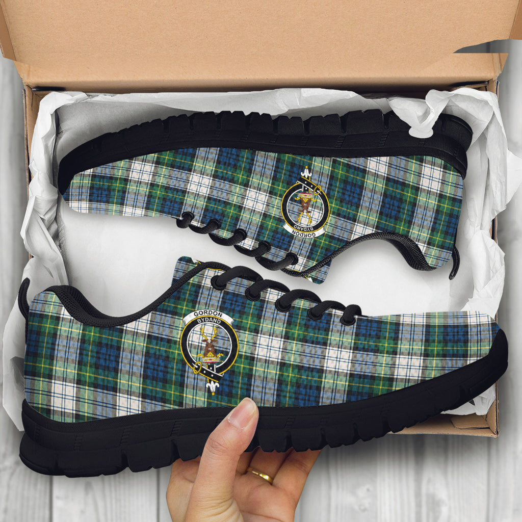 Gordon Dress Ancient Tartan Sneakers with Family Crest - Tartan Vibes Clothing