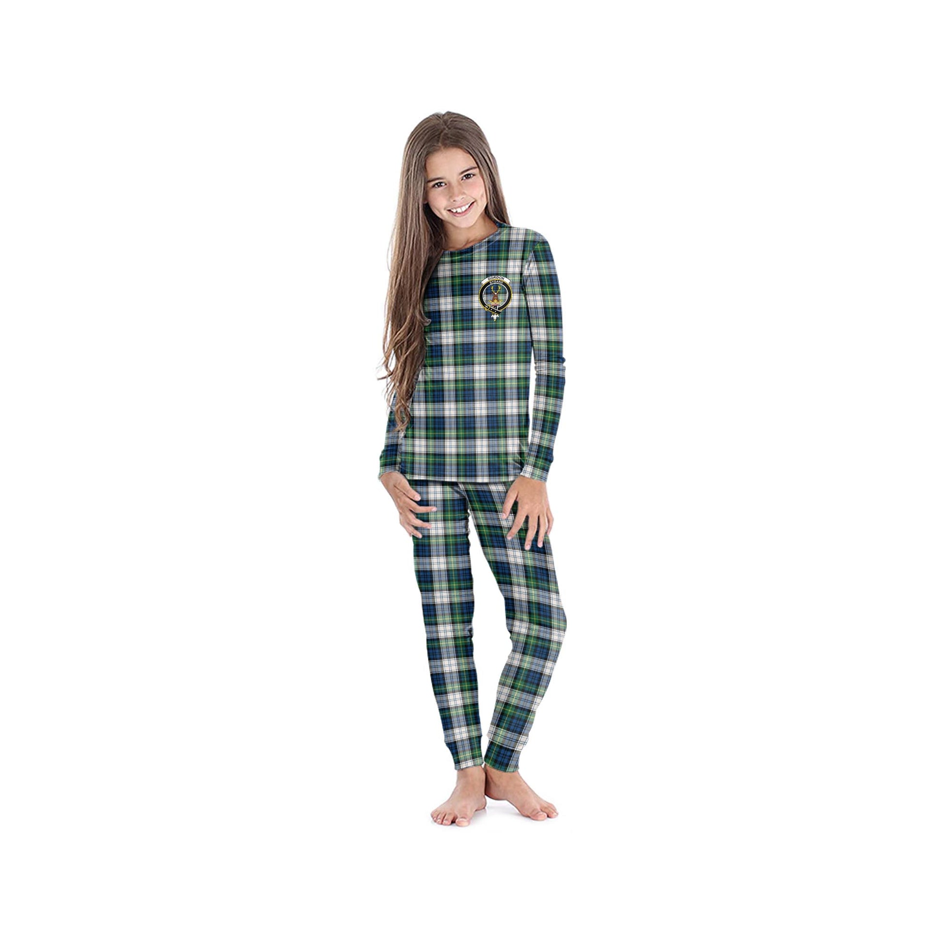 Gordon Dress Ancient Tartan Pajamas Family Set with Family Crest - Tartan Vibes Clothing