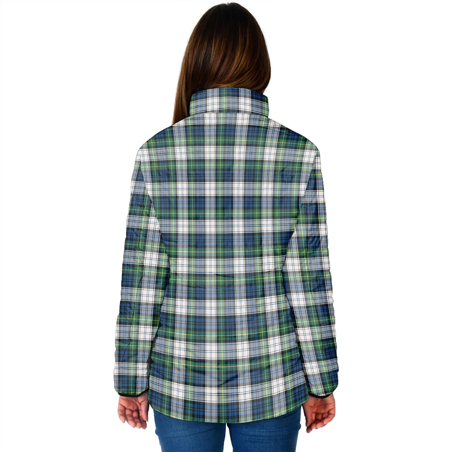 Gordon Dress Ancient Tartan Padded Jacket with Family Crest - Tartan Vibes Clothing