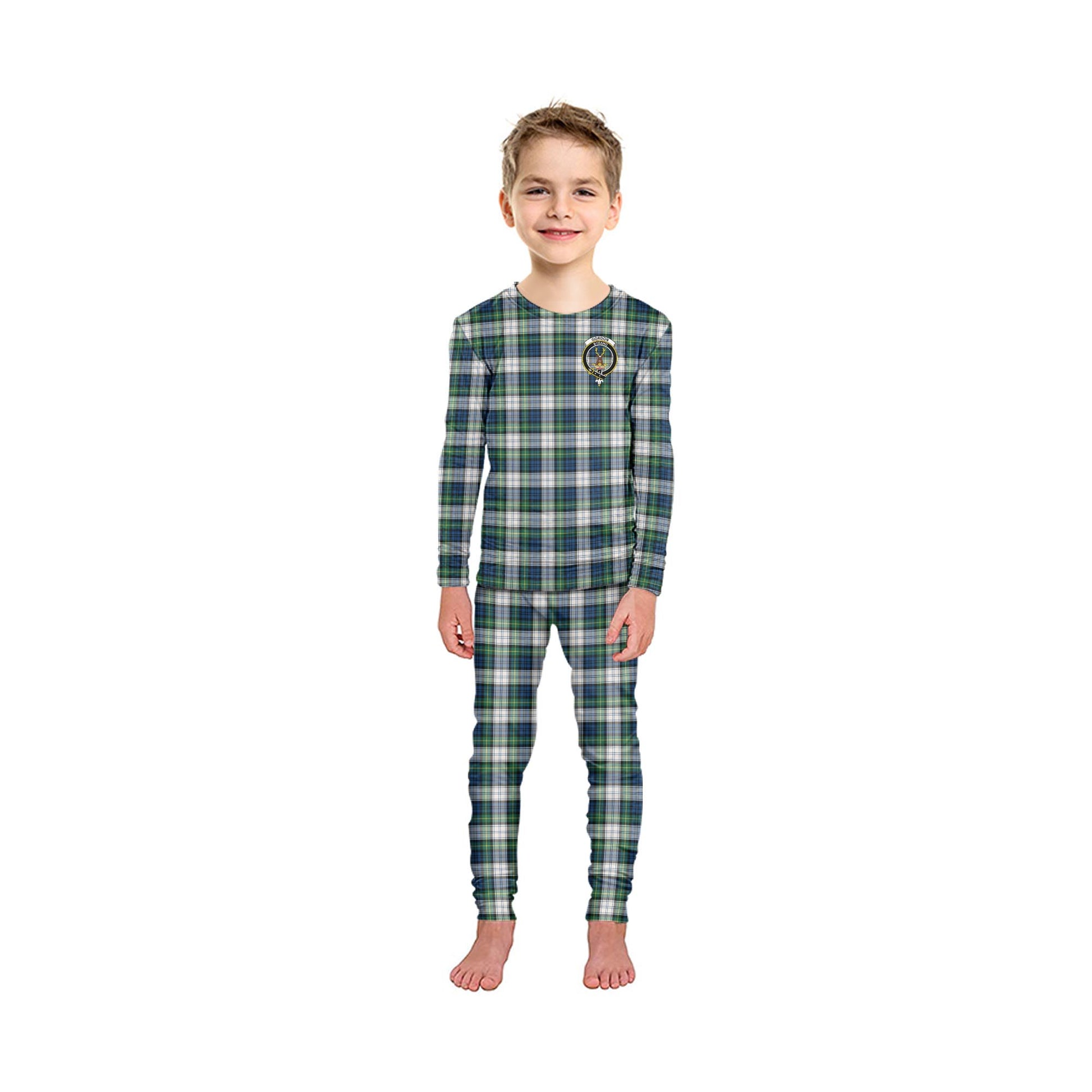 Gordon Dress Ancient Tartan Pajamas Family Set with Family Crest - Tartan Vibes Clothing