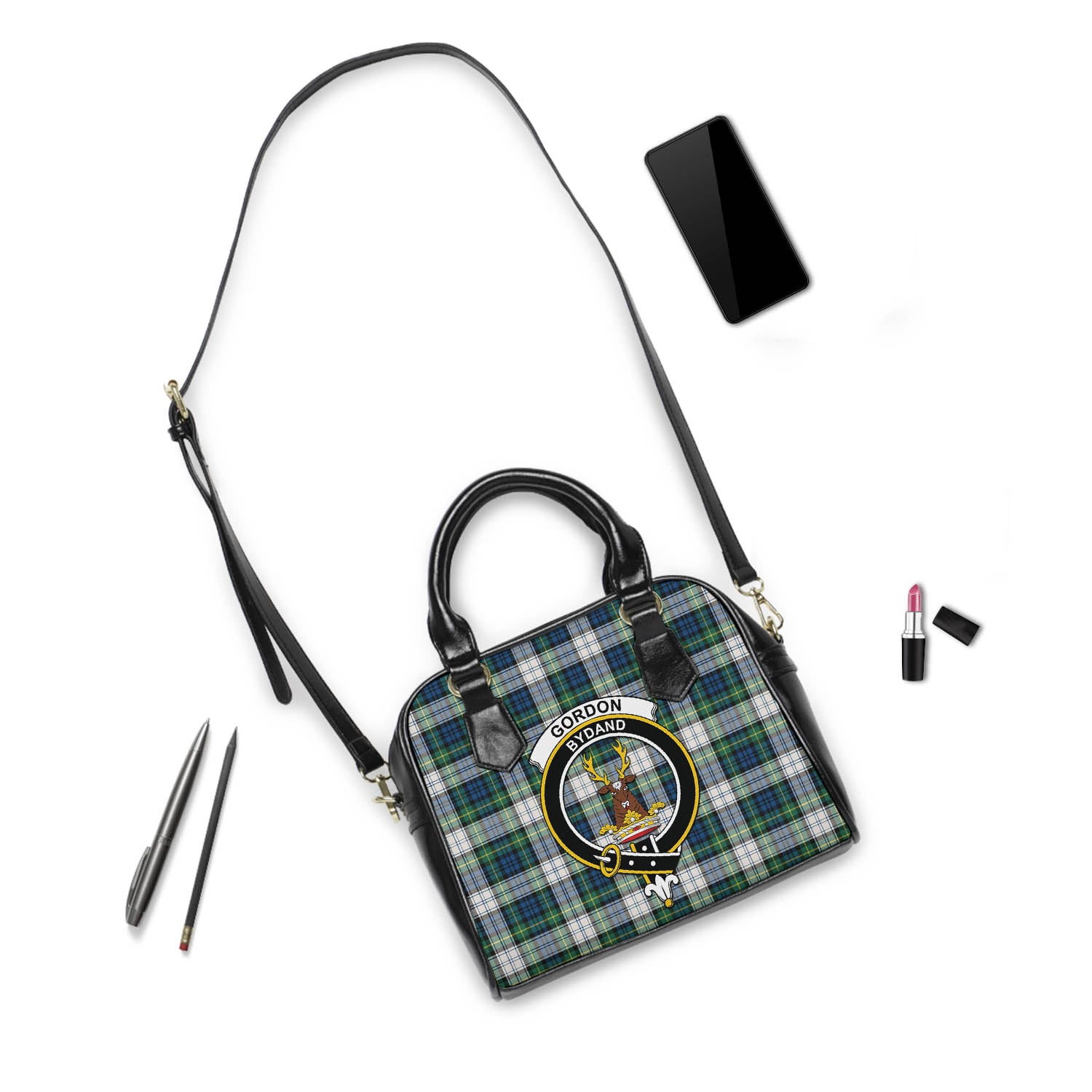 Gordon Dress Ancient Tartan Shoulder Handbags with Family Crest - Tartanvibesclothing