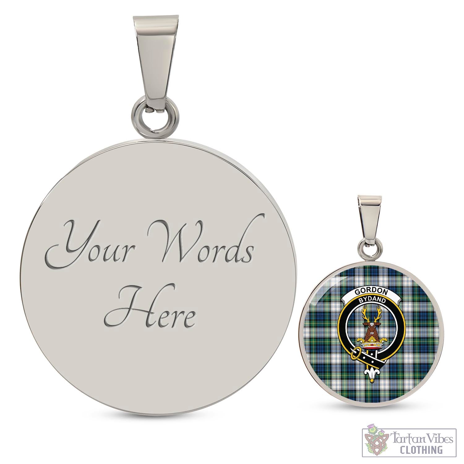 Tartan Vibes Clothing Gordon Dress Ancient Tartan Circle Necklace with Family Crest