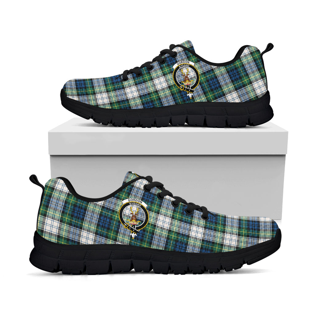 Gordon Dress Ancient Tartan Sneakers with Family Crest - Tartan Vibes Clothing