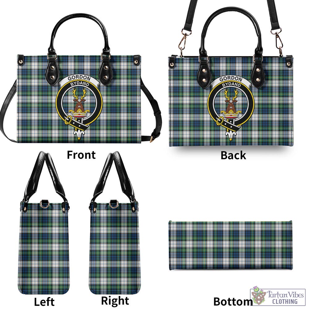 Tartan Vibes Clothing Gordon Dress Ancient Tartan Luxury Leather Handbags with Family Crest