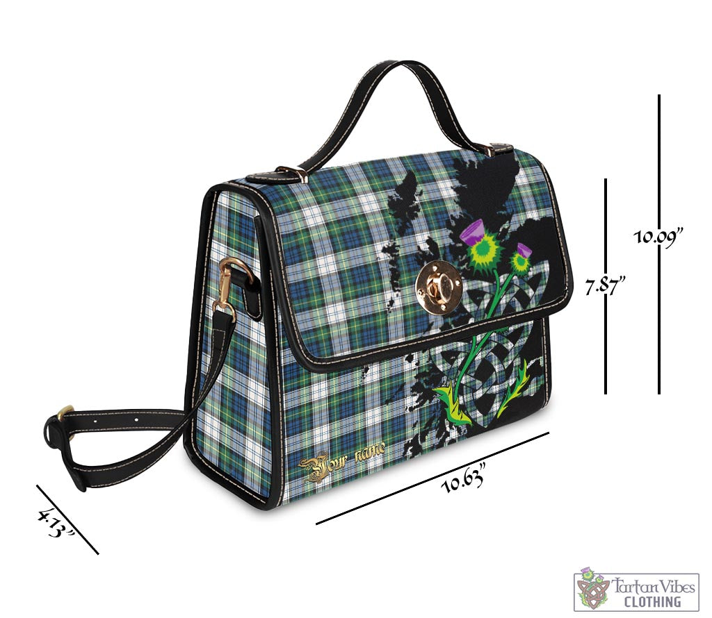 Tartan Vibes Clothing Gordon Dress Ancient Tartan Waterproof Canvas Bag with Scotland Map and Thistle Celtic Accents