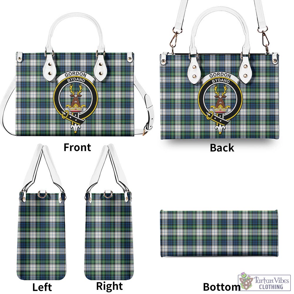 Tartan Vibes Clothing Gordon Dress Ancient Tartan Luxury Leather Handbags with Family Crest