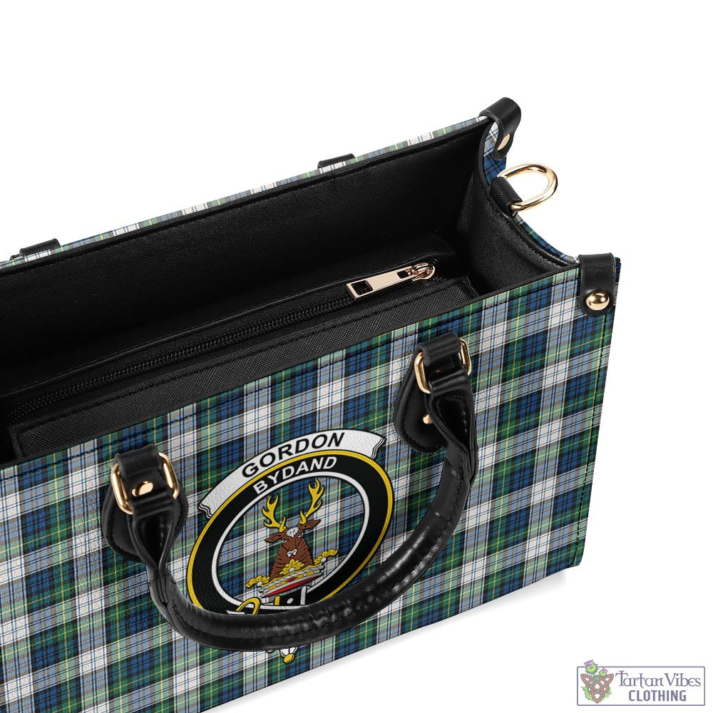 Tartan Vibes Clothing Gordon Dress Ancient Tartan Luxury Leather Handbags with Family Crest