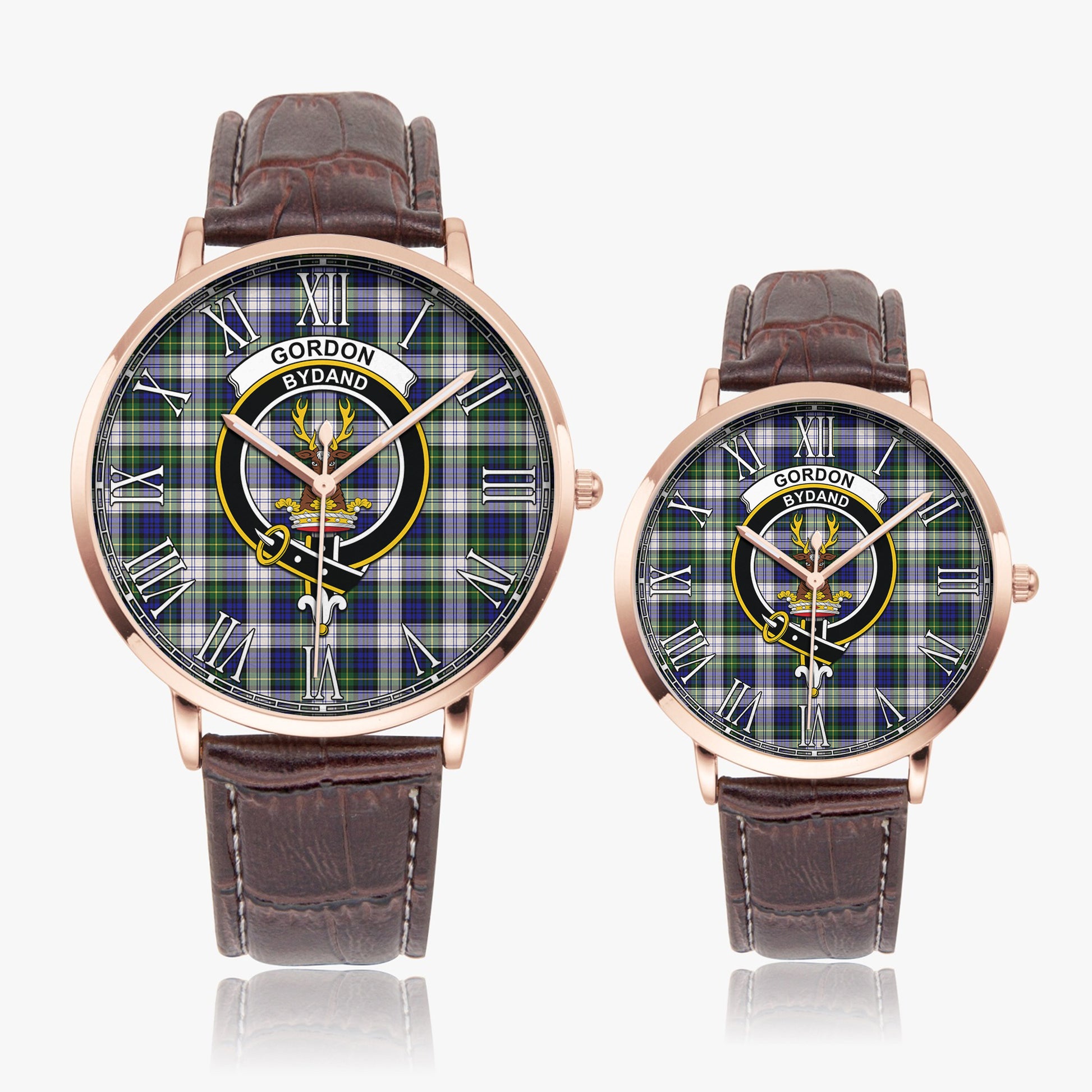 Gordon Dress Modern Tartan Family Crest Leather Strap Quartz Watch - Tartanvibesclothing