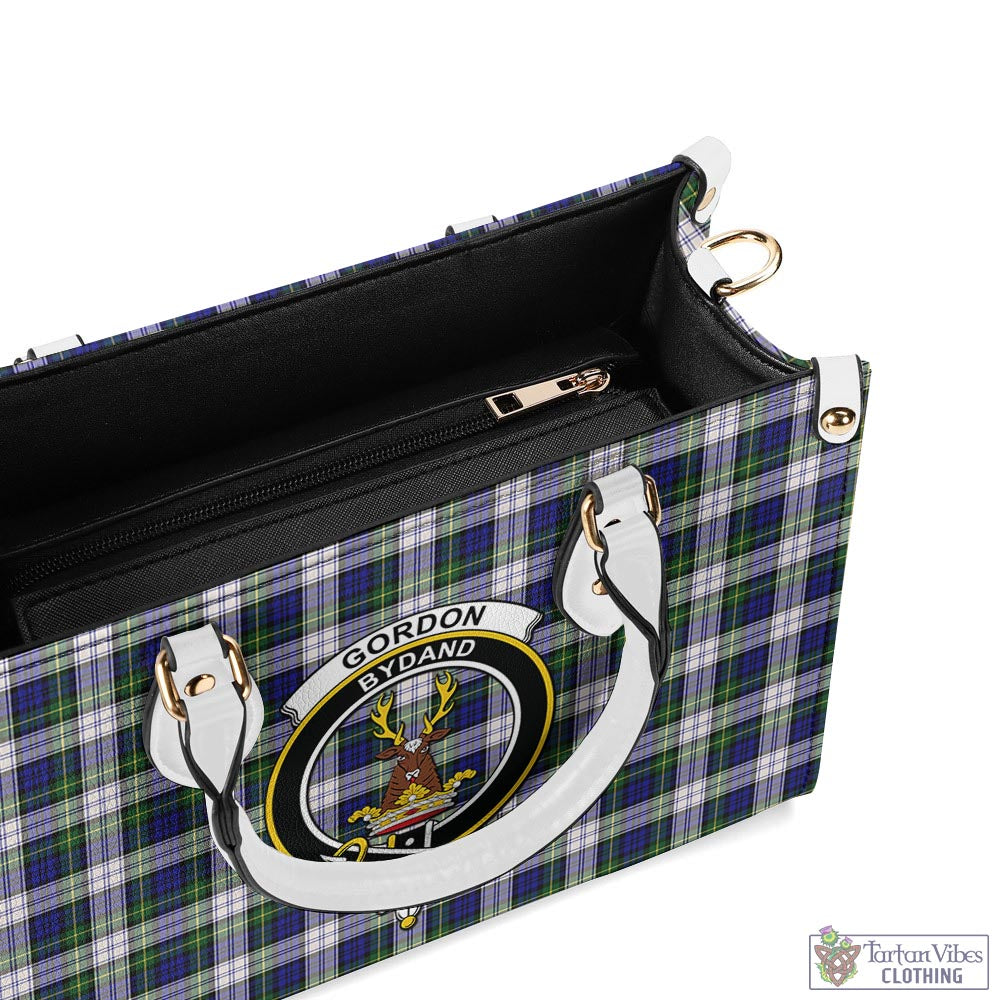 Tartan Vibes Clothing Gordon Dress Modern Tartan Luxury Leather Handbags with Family Crest