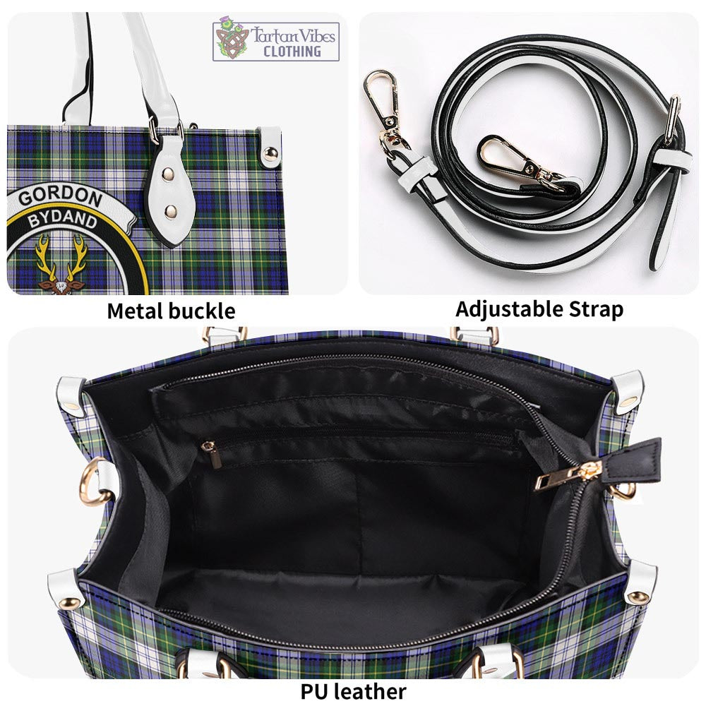 Tartan Vibes Clothing Gordon Dress Modern Tartan Luxury Leather Handbags with Family Crest