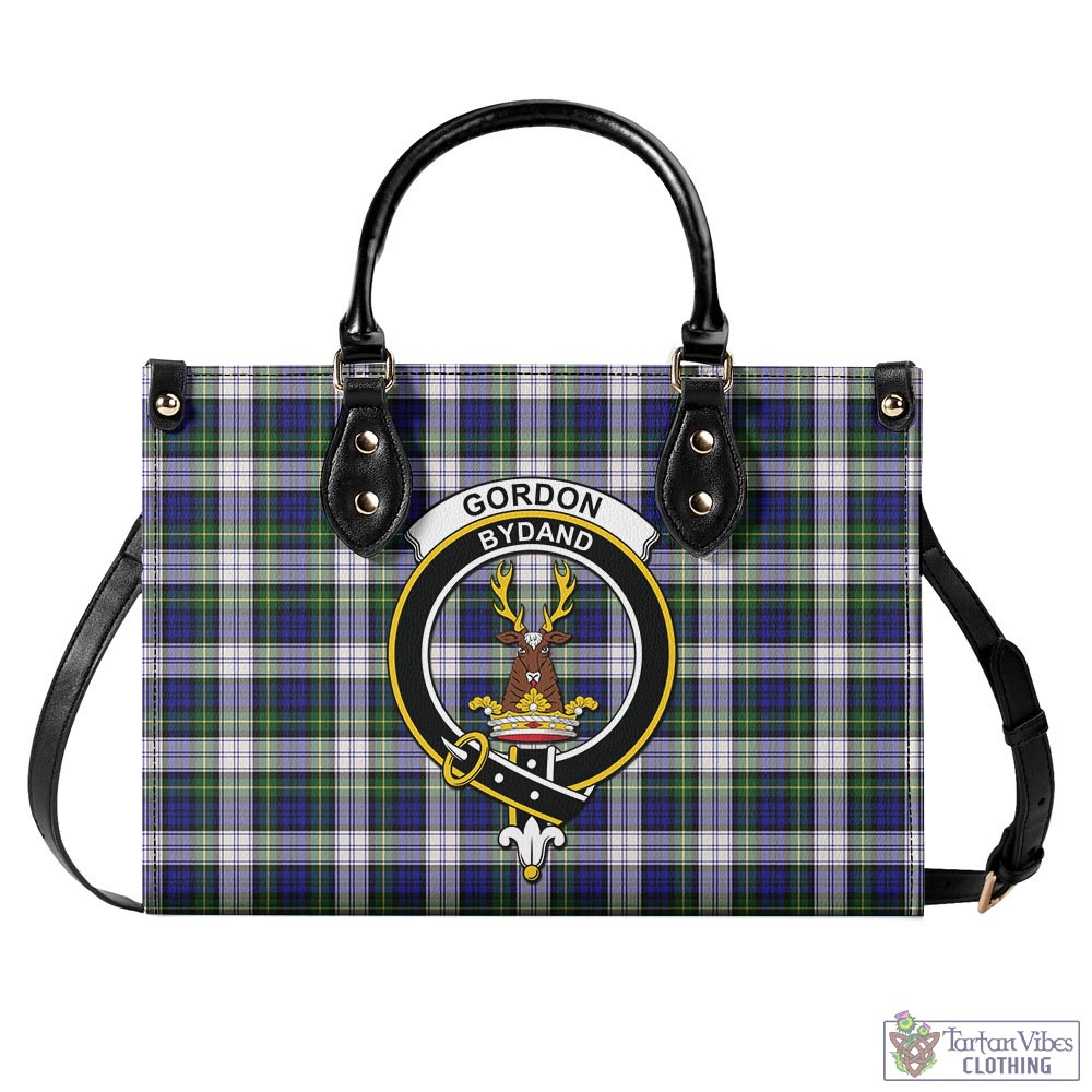 Tartan Vibes Clothing Gordon Dress Modern Tartan Luxury Leather Handbags with Family Crest