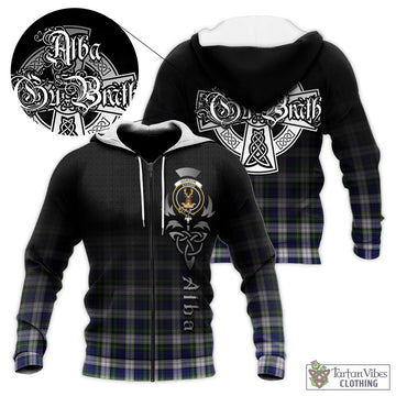 Gordon Dress Modern Tartan Knitted Hoodie Featuring Alba Gu Brath Family Crest Celtic Inspired