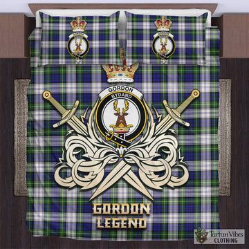 Gordon Dress Modern Tartan Bedding Set with Clan Crest and the Golden Sword of Courageous Legacy