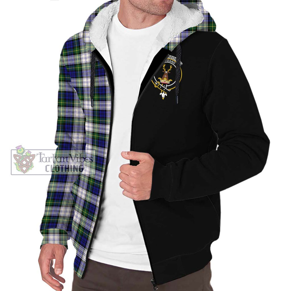 Gordon Dress Modern Tartan Sherpa Hoodie with Family Crest and Half Of Me Style Unisex S - Tartanvibesclothing Shop