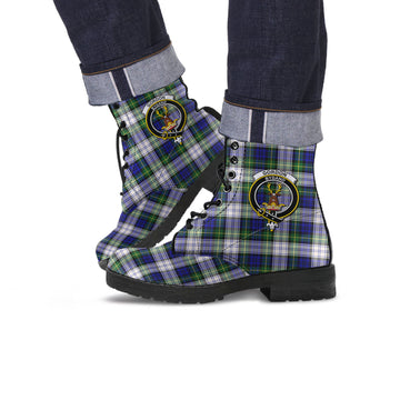 Gordon Dress Modern Tartan Leather Boots with Family Crest