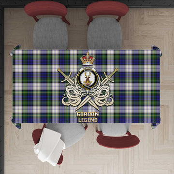 Gordon Dress Modern Tartan Tablecloth with Clan Crest and the Golden Sword of Courageous Legacy