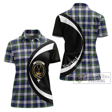 Gordon Dress Modern Tartan Women's Polo Shirt with Family Crest Circle Style