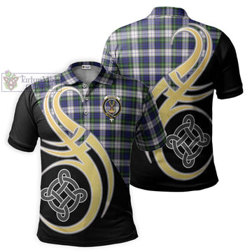 Gordon Dress Modern Tartan Polo Shirt with Family Crest and Celtic Symbol Style