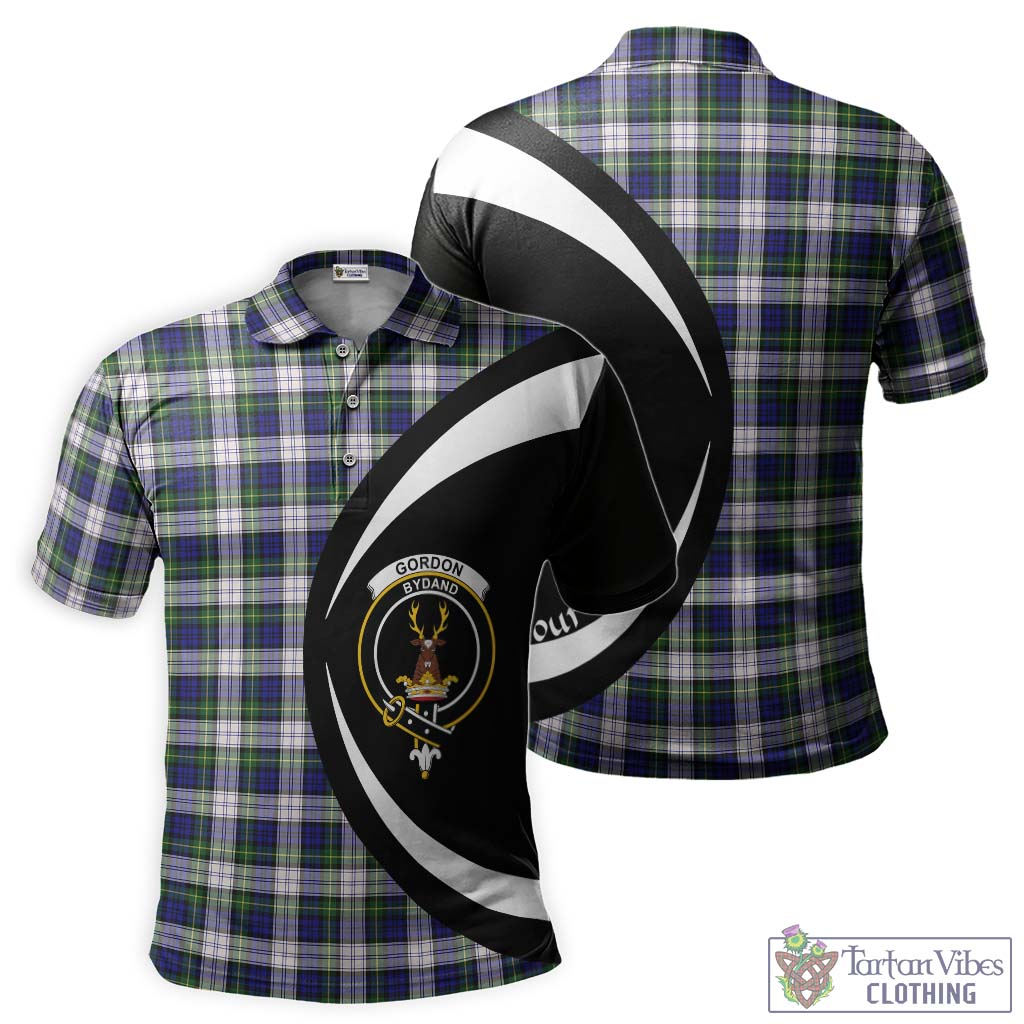 Tartan Vibes Clothing Gordon Dress Modern Tartan Men's Polo Shirt with Family Crest Circle Style