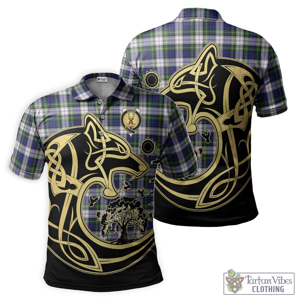 Gordon Dress Modern Tartan Polo Shirt with Family Crest Celtic Wolf Style Kid - Tartanvibesclothing Shop