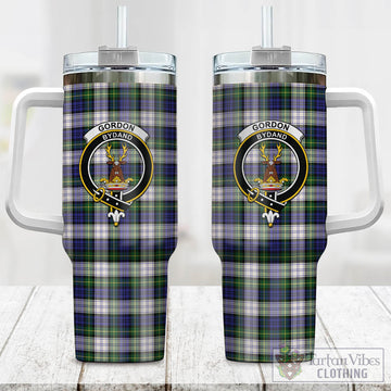 Gordon Dress Modern Tartan and Family Crest Tumbler with Handle