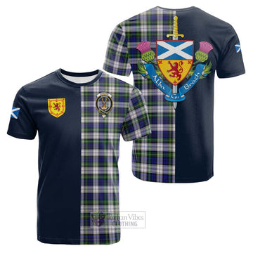 Gordon Dress Modern Tartan Cotton T-shirt Alba with Scottish Lion Royal Arm Half Style