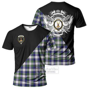 Gordon Dress Modern Tartan T-Shirt with Family Crest and Military Logo Style