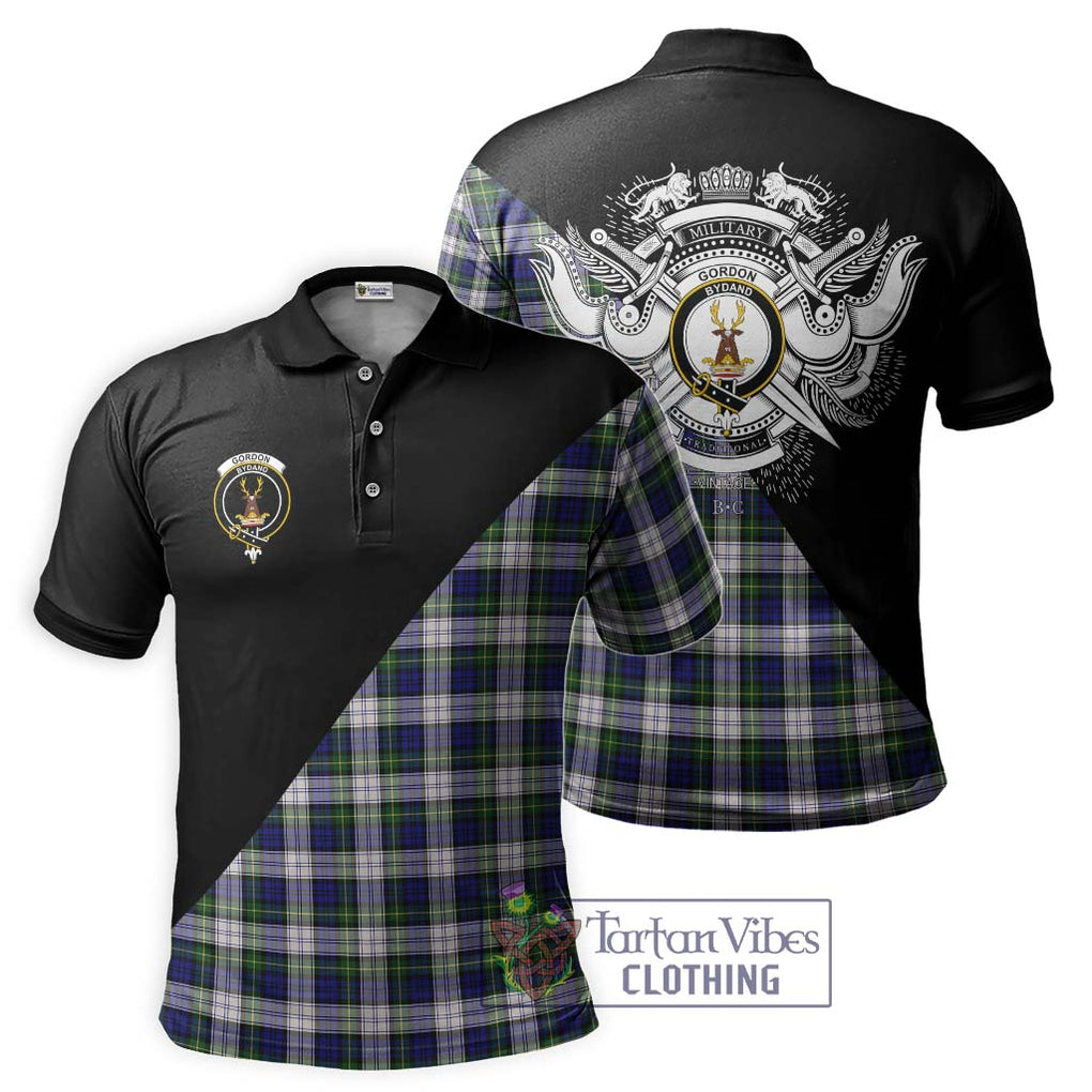 Gordon Dress Modern Tartan Polo Shirt with Family Crest and Military Logo Style Kid - Tartanvibesclothing Shop