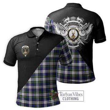 Gordon Dress Modern Tartan Polo Shirt with Family Crest and Military Logo Style