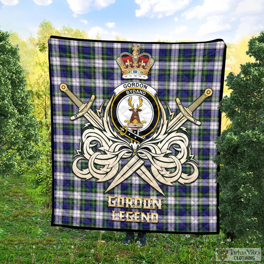 Tartan Vibes Clothing Gordon Dress Modern Tartan Quilt with Clan Crest and the Golden Sword of Courageous Legacy