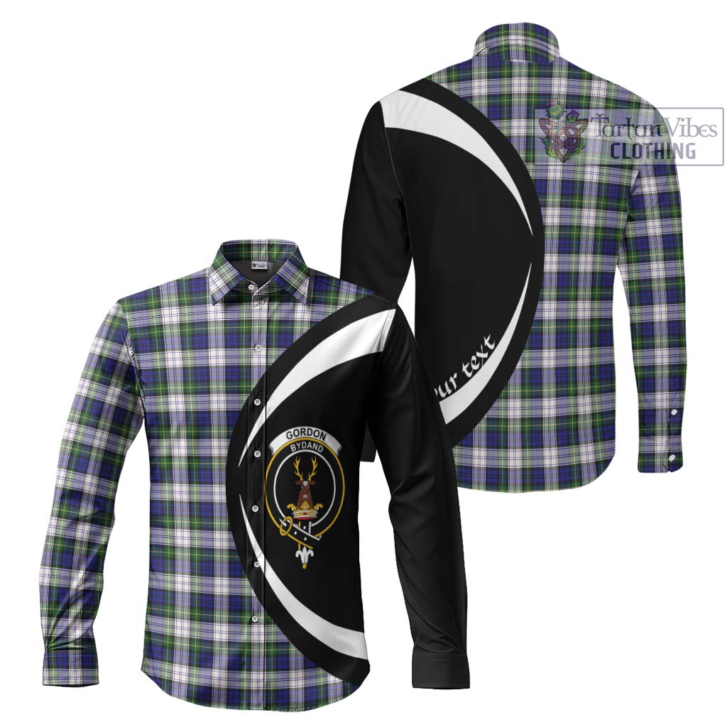 Gordon Dress Modern Tartan Long Sleeve Button Up with Family Crest Circle Style Men's Shirt S - Tartan Vibes Clothing