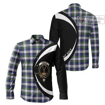 Gordon Dress Modern Tartan Long Sleeve Button Up with Family Crest Circle Style