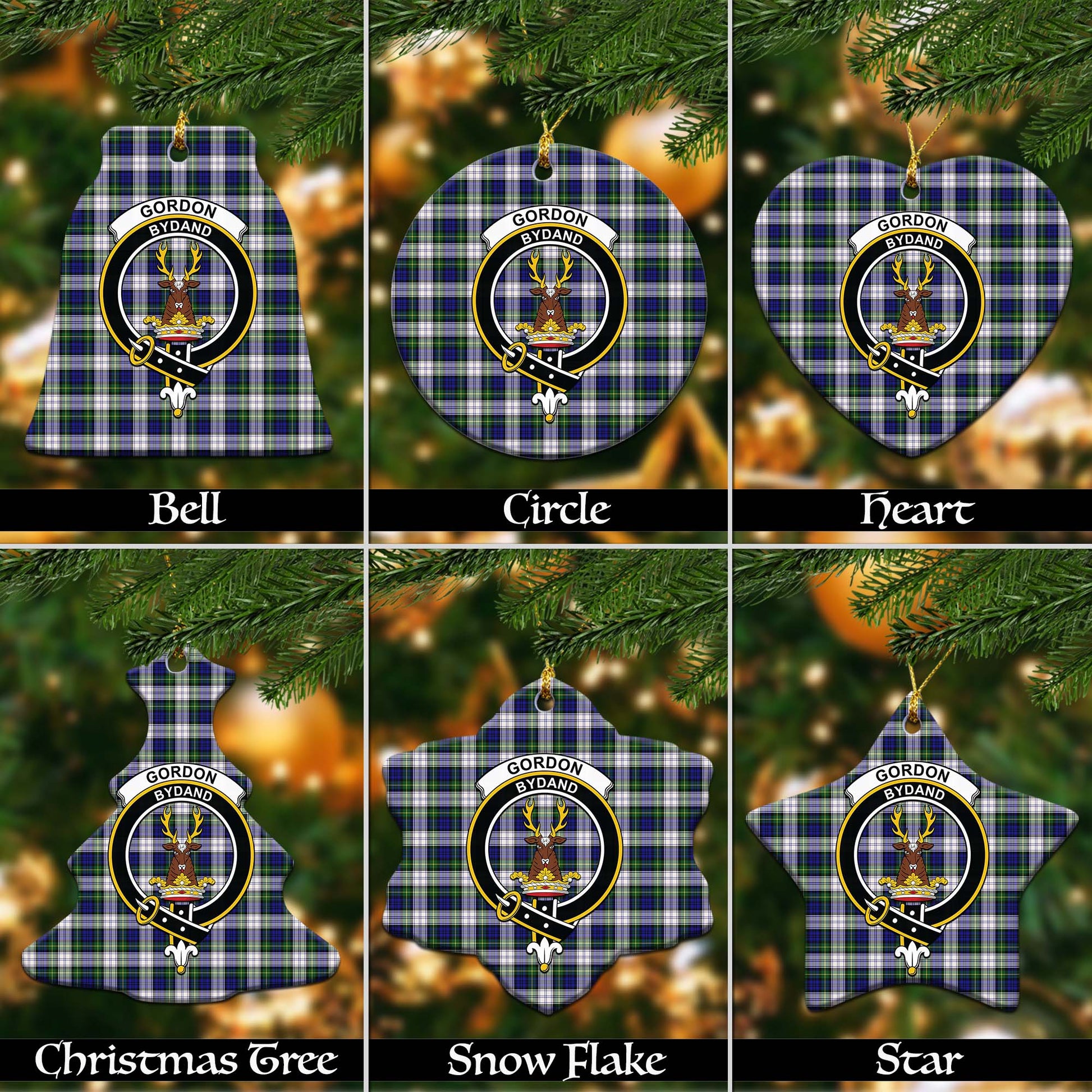 Gordon Dress Modern Tartan Christmas Ornaments with Family Crest - Tartanvibesclothing