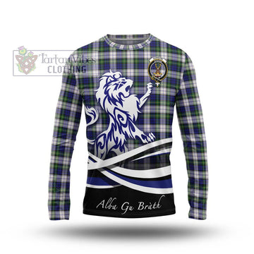 Gordon Dress Modern Tartan Long Sleeve T-Shirt with Alba Gu Brath Regal Lion Emblem