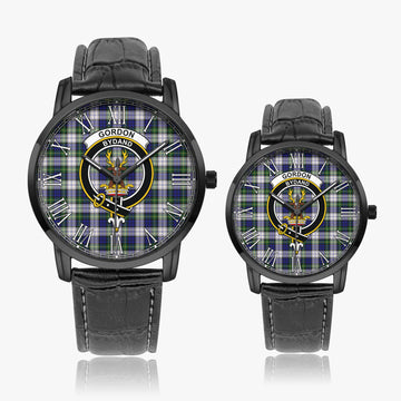 Gordon Dress Modern Tartan Family Crest Leather Strap Quartz Watch