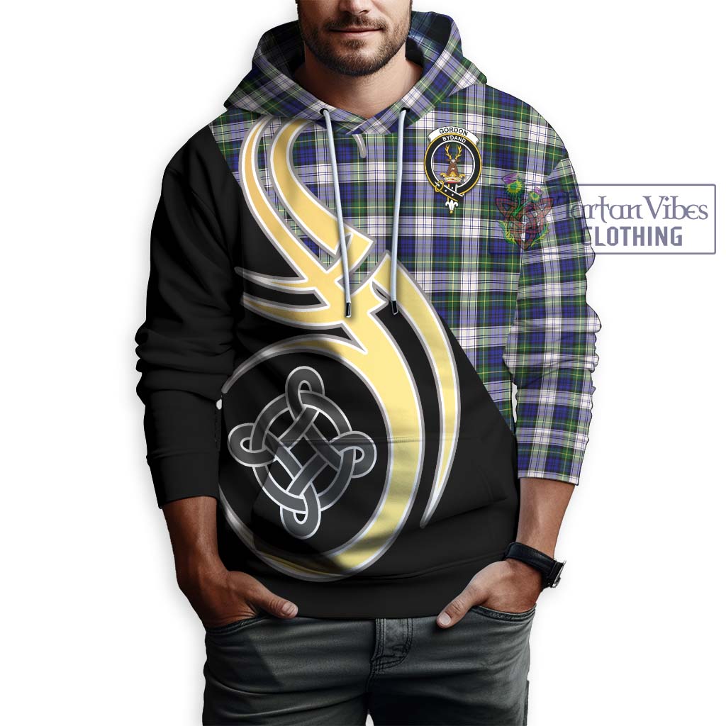 Gordon Dress Modern Tartan Hoodie with Family Crest and Celtic Symbol Style Zip Hoodie - Tartan Vibes Clothing