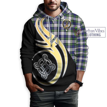 Gordon Dress Modern Tartan Hoodie with Family Crest and Celtic Symbol Style