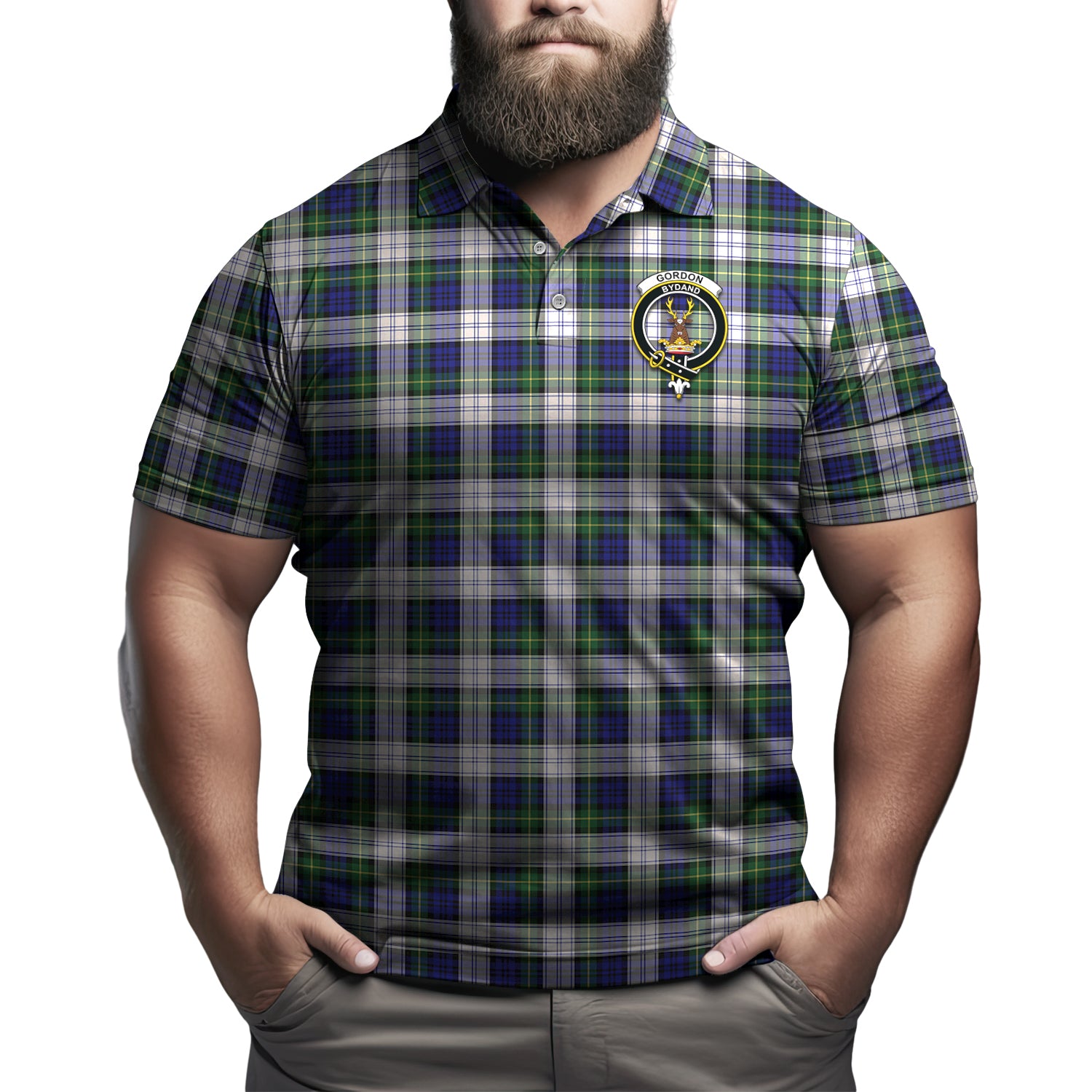 Gordon Dress Modern Tartan Men's Polo Shirt with Family Crest Kid - Tartan Vibes Clothing