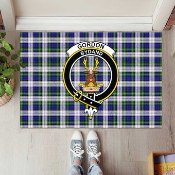 Gordon Dress Modern Tartan Door Mat with Family Crest