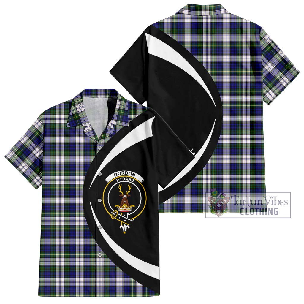 Gordon Dress Modern Tartan Short Sleeve Button Up with Family Crest Circle Style Kid - Tartan Vibes Clothing