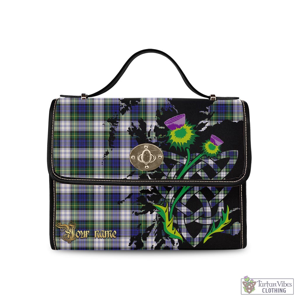 Tartan Vibes Clothing Gordon Dress Modern Tartan Waterproof Canvas Bag with Scotland Map and Thistle Celtic Accents